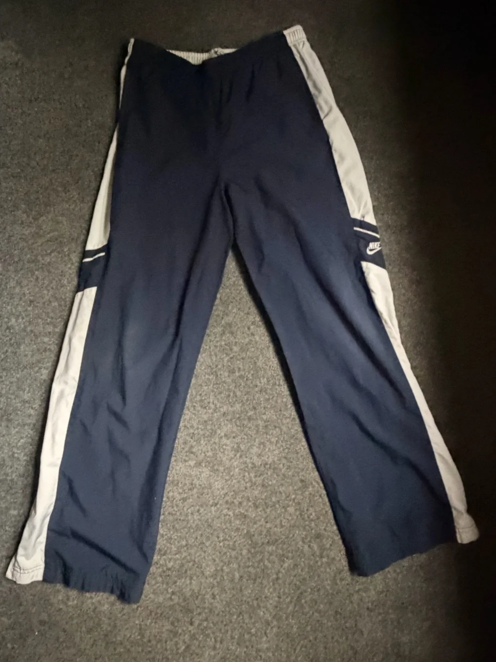 Vintage Nike Navy and White Kids Athletic Pants